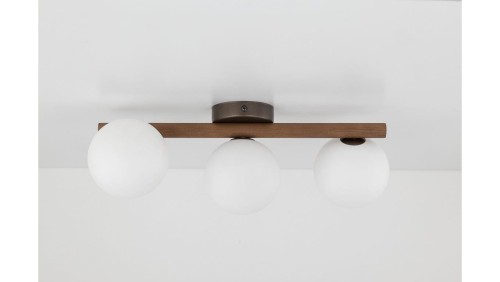 Lampa sufitowa ESTERA WOOD z listwą w kolorze orzech, szklane mleczne klosze 10269 TK Lighting
