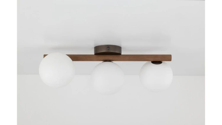 Lampa sufitowa ESTERA WOOD z listwą w kolorze orzech, szklane mleczne klosze 10269 TK Lighting