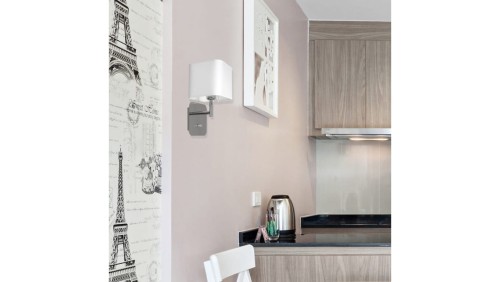 Lampka nocna NICOLA S BROWN z eleganckim lnianym kloszem na E27 16027 TK Lighting