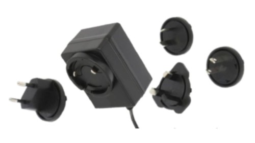 POSB12100A-E1/U1/U2/A3 czarny adapter horyzontalny, 12V/1A/12W wtyk AC: EU/US/UK/AU. wtyk DC:2.1/5.5(+)