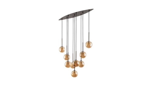 Lampa wisząca z brązowymi elementami i bursztynowymi kloszami ESTERA 6149 9xG9 TK Lighting