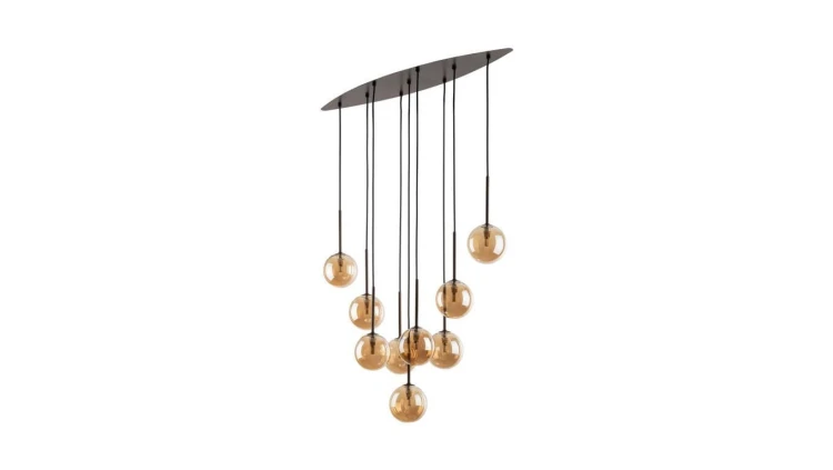 Lampa wisząca z brązowymi elementami i bursztynowymi kloszami ESTERA 6149 9xG9 TK Lighting
