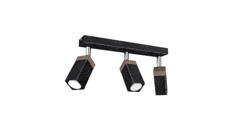 Lampa sufitowa SOLO SAWN BLACK / PATINATED WOOD 3x mini GU10 MLP7473 Milagro