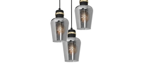 Klasyczny żyrandol SASTO z kloszami czarno-złotymi K-4335 Kaja Lighting
