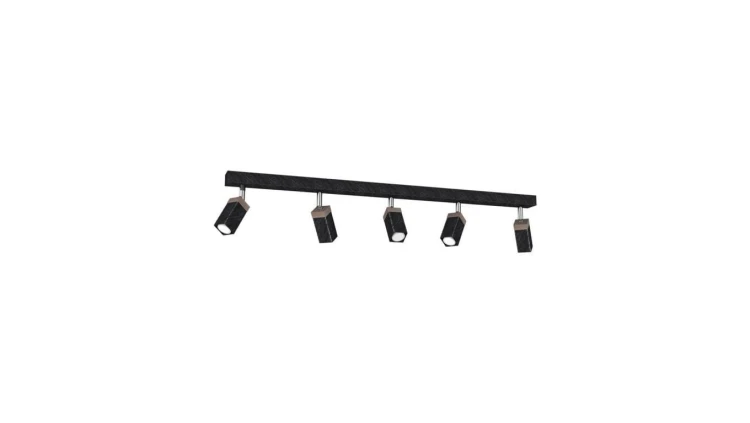 Lampa sufitowa SOLO SAWN BLACK / PATINATED WOOD 5x mini GU10 MLP7474 Milagro