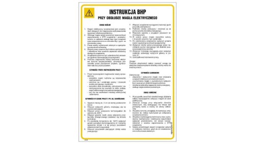 ZNAK - IAA33 Instrukcja BHP przy obsłudze magla elektrycznego 24,5 x 35 cm FN - Folia samoprzylepna