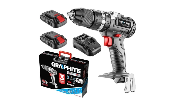 Wiertarko-wkrętarka akumulatorowa 18V Li-Ion z uchytem samozaciskowym 13mm 58G022-AD + akumulatory, ładowarka i walizka GRAPHITE