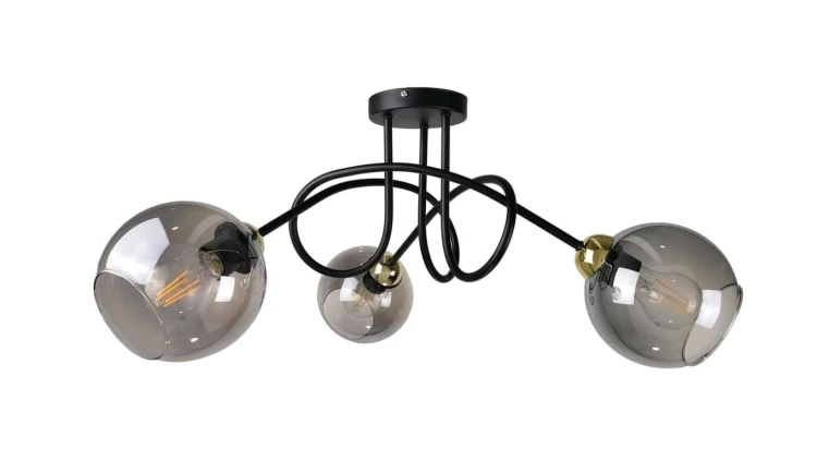 Lampa sufitowa nowoczesna 3xE27 RING BLACK/GOLD