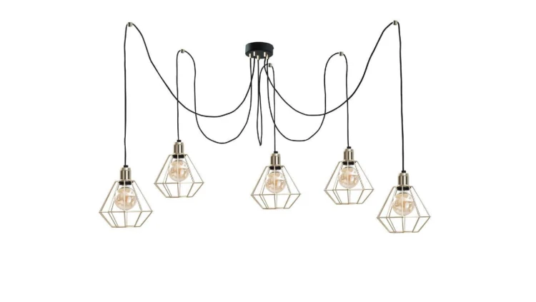 Lampa wisząca loftowa 5xE27 COMO GOLD