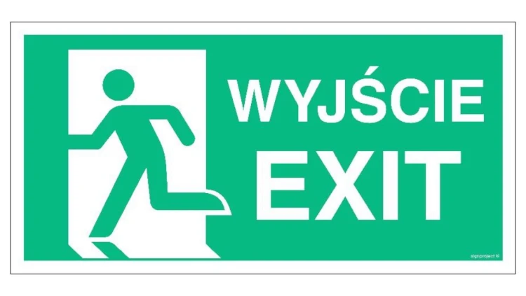 ZNAK - AC076 Wyjście / EXIT lewostronne 100 x 50 cm TS - Płyta TD foto.