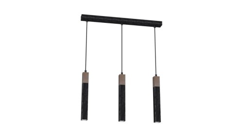 Lampa wisząca SOLO SAWN BLACK / PATINATED WOOD 3x mini GU10 MLP7470 Milagro