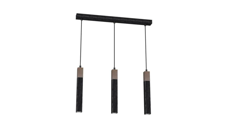 Lampa wisząca SOLO SAWN BLACK / PATINATED WOOD 3x mini GU10 MLP7470 Milagro