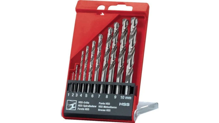 Zestaw wierteł 1-10mm ze stali szybkotnącej HSS do wiercenia w metalu / zestaw 1-10 (10)
