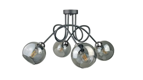 Lampa sufitowa nowoczesna 4xE27 RING BLACK/SILVER