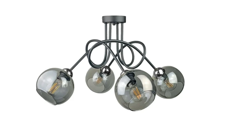 Lampa sufitowa nowoczesna 4xE27 RING BLACK/SILVER