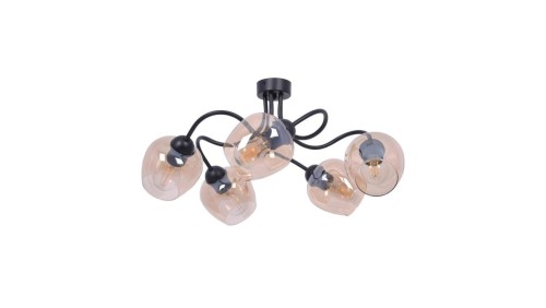 Lampa sufitowa DIUNA czarna, szklane bursztynowe klosze na gwint E27 do sypialni K-5191 Kaja Lighting