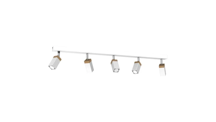 Lampa sufitowa SOLO SAWN WHITE / PATINATED WOOD 5x mini GU10 MLP7480 Milagro