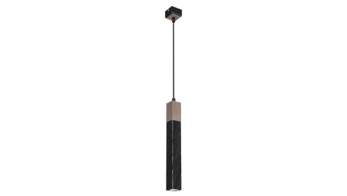 Lampa wisząca SOLO SAWN BLACK / PATINATED WOOD 1x mini GU10 MLP7469 Milagro