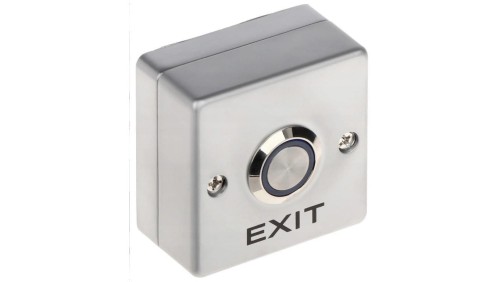 Natynkowy metalowy przycisk wyjścia z napisem EXIT ze stali nierdzewnej z podświetleniem LED Fox W53LED