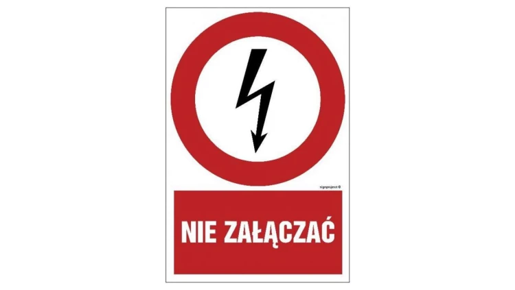 ZNAK - HC003 Nie załączać 70 x 105 cm FN - Folia samoprzylepna