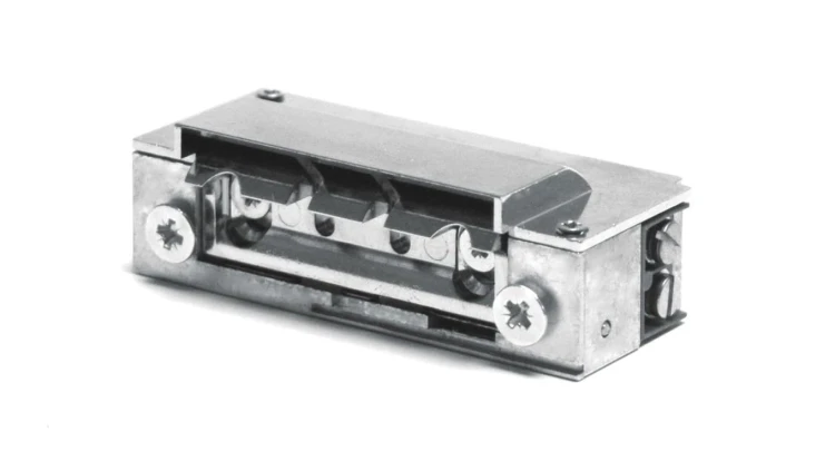 Elektrozaczep Hartte XS12UP-C wąski z pamięcią i wyślizgiem 12V AC/DC