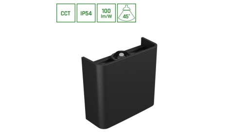 Kinkiet LUNARIX 1 2W CCT IP54 RA90 110x100x40 CZARNY, ŚWIECI GÓRA/DÓŁ