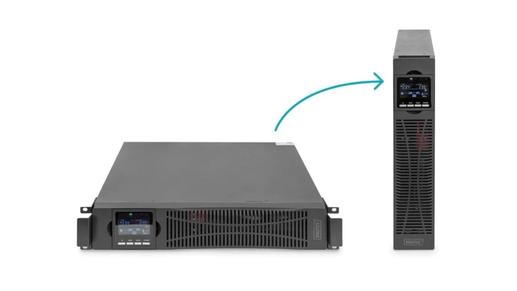Zasilacz awaryjny UPS Online Rack 19 LCD 2000VA/2000W 4x12V/9Ah 8xC13 1xC20 USB RS232 RJ45 Głębokość 460mm DN-170095