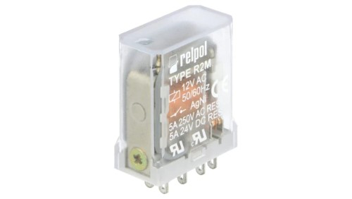 R2M-12VAC Przekaźnik: elektromagnetyczny DPDT Ucewki: 12VAC 5A/250VAC