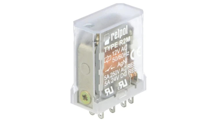 R2M-12VAC Przekaźnik: elektromagnetyczny DPDT Ucewki: 12VAC 5A/250VAC