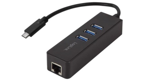 UA0283 Hub USB, RJ45 gniazdo, USB A gniazdo x3, USB C wtyk, USB 3.0