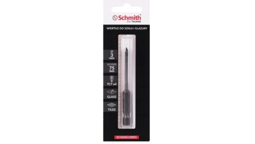 Wiertło do szkła gresu ceramiki glazury 3mm otwornica HEX Schmith
