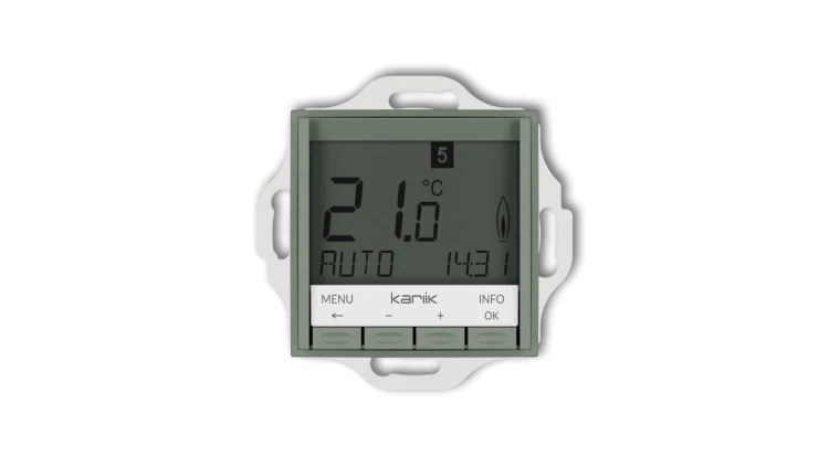 MINI Mechanizm uniwersalnego elektronicznego tygodniowego regulatora temperatury (podświetlenie niebieskie) szałwiowy 61MRT-3.2