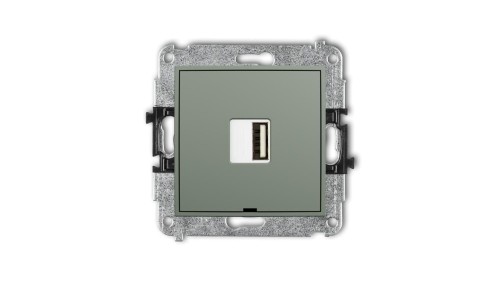 MINI Mechanizm ładowarki USB pojedynczej USB A, 10W max., 5V, 2A, bez pola opisowego szałwiowy 61MCUSBBO-3