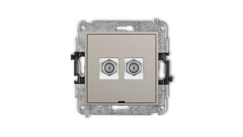 MINI Mechanizm gniazda antenowego podwójnego typu F (SAT) niklowany, bez pola opisowego taupe 60MGFBO-2