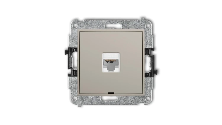MINI Mechanizm gniazda komputerowego pojedynczego 1xRJ45, kat. 6, 8-stykowy, bez pola opisowego taupe 60MGKBO-3