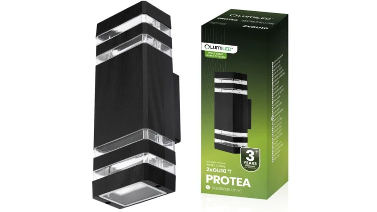 Lampa Ogrodowa Kinkiet góra dół GU10 Czarny PROTEA LUMILED