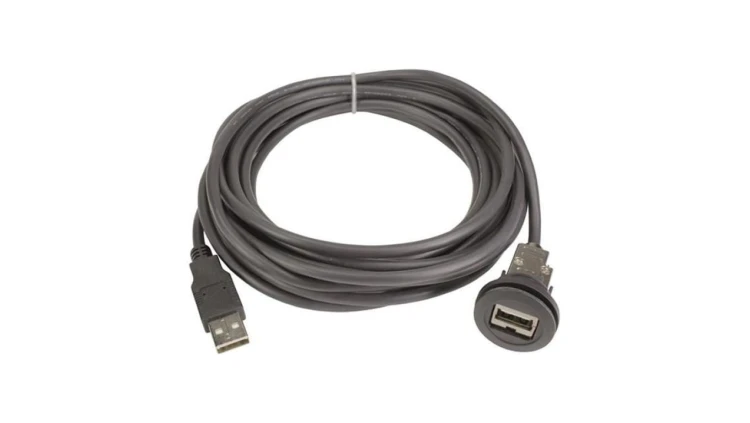 09454521961 Gniazdo USB 22mm har-port -25÷70C Ø22,3mm IP20 czarny Dł: 1m