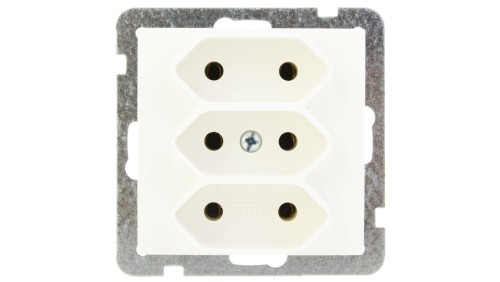 AS Gniazdo potrójne b/u 2.5A EURO ecru GP-3G/m/27