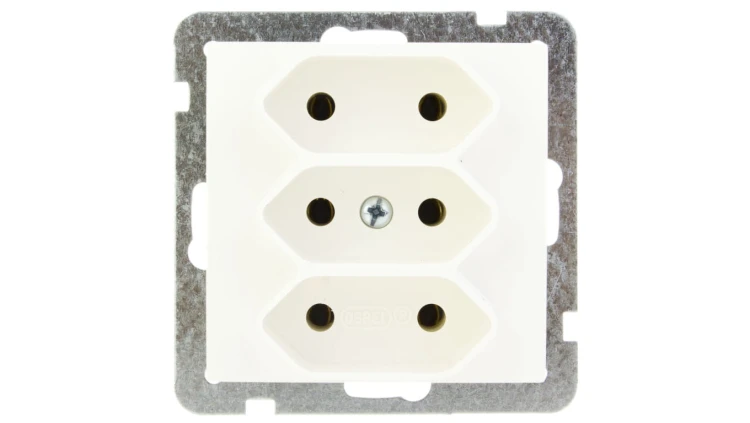 AS Gniazdo potrójne b/u 2.5A EURO ecru GP-3G/m/27