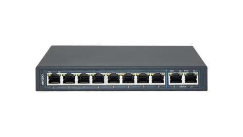 Switch PoE Desktop 10x port RJ45 (8x PoE+ Fast Ethernet 100Mb/s i 2x Uplink Gigabit Ethernet ) przełącznik niezarządzalny AVIZIO