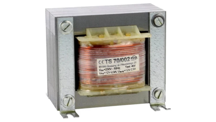 TS70/002 Transformator sieciowy 70VA, 230VAC, 12V, 12V, 2,9A - 2,9A śrubowy