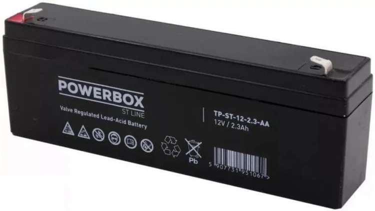 Akumulator AGM bezobsługowy do kas fiskalnych, central telefonicznych Powerbox 12V 2,3Ah