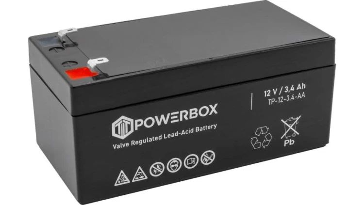 Akumulator AGM bezobsługowy do kas fiskalnych, central telefonicznych Powerbox 12V 3,4Ah