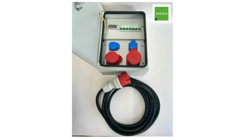 IP54 Metalowa rozdzielnica ścienna CEE 32A 16A 2x230V z kablem miernika mocy 5m 94V-6