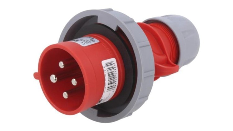 0242-6V Złącze zasilające 3-fazowe AC, wtyk męski, 32A/400VAC, IP67