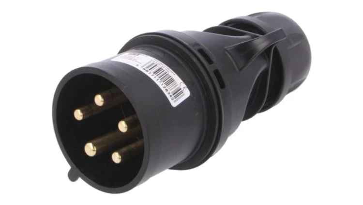 025-6X Złącze zasilające 3-fazowe AC, wtyk męski, 32A/400VAC, IP44