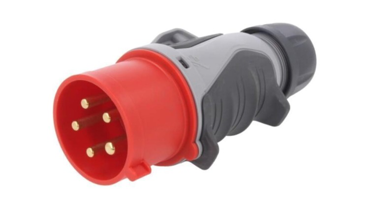 0253-6TT Złącze zasilające 3-fazowe AC, wtyk męski, 32A/400VAC, IP44