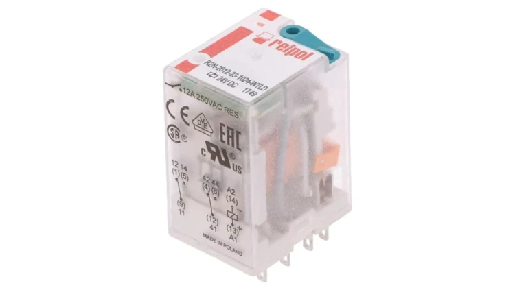 R2N2012231024WTLD Przekaźnik: elektromagnetyczny DPDT Ucewki: 24VDC 12A/250VAC