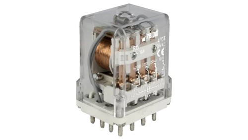 R15-4P-12VDC Przekaźnik: elektromagnetyczny 4PDT Ucewki: 12VDC 10A/250VAC