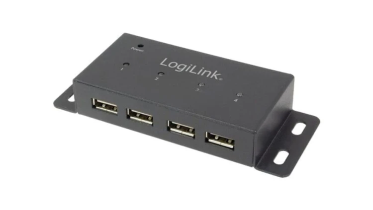 UA0141A Hub USB, DC, USB A gniazdo x4, USB 2.0, mocowany na blacie, PnP